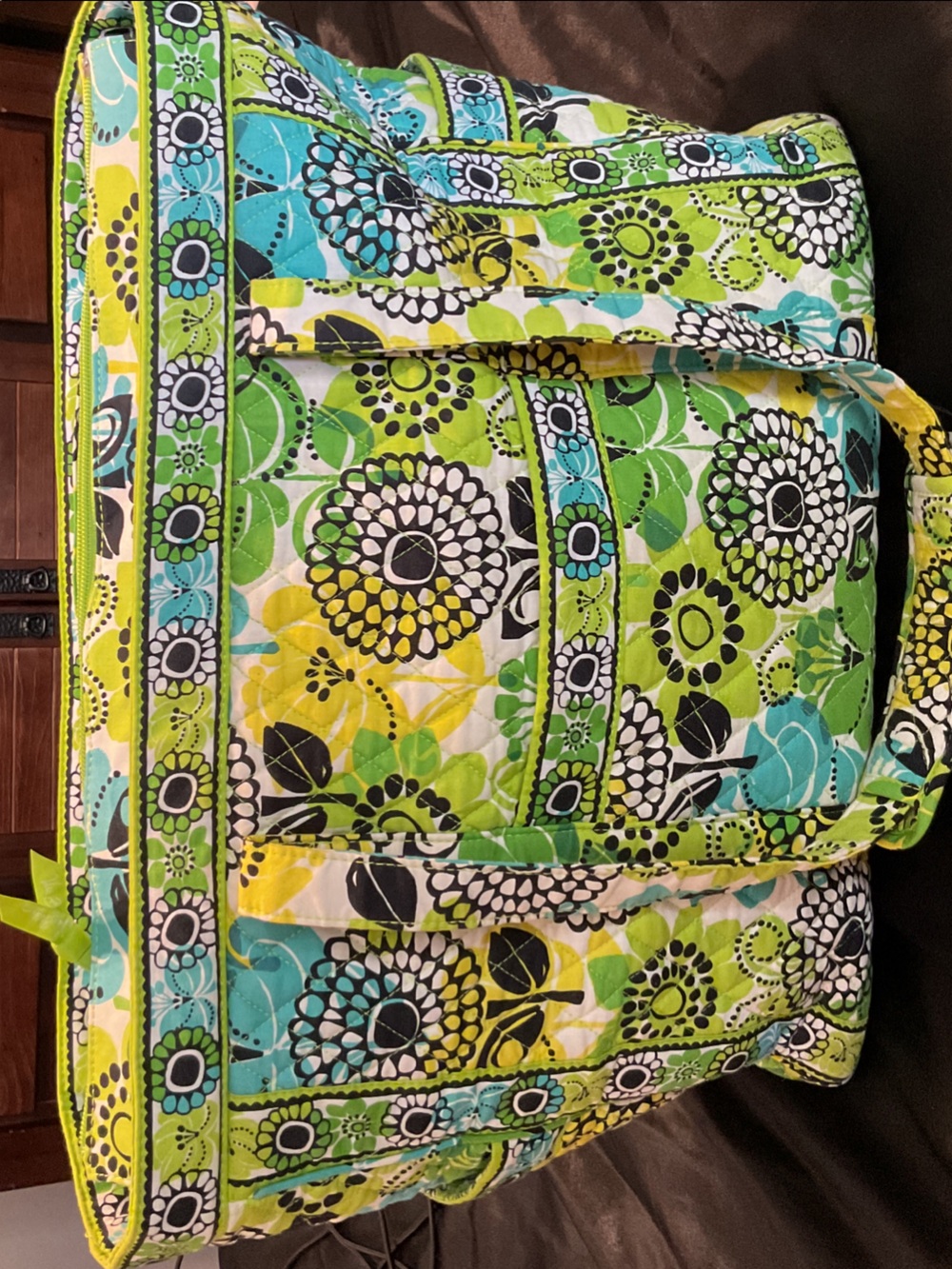 Vera Bradley Floral Quilted Tote in Lime Green, Aqua & Yellow